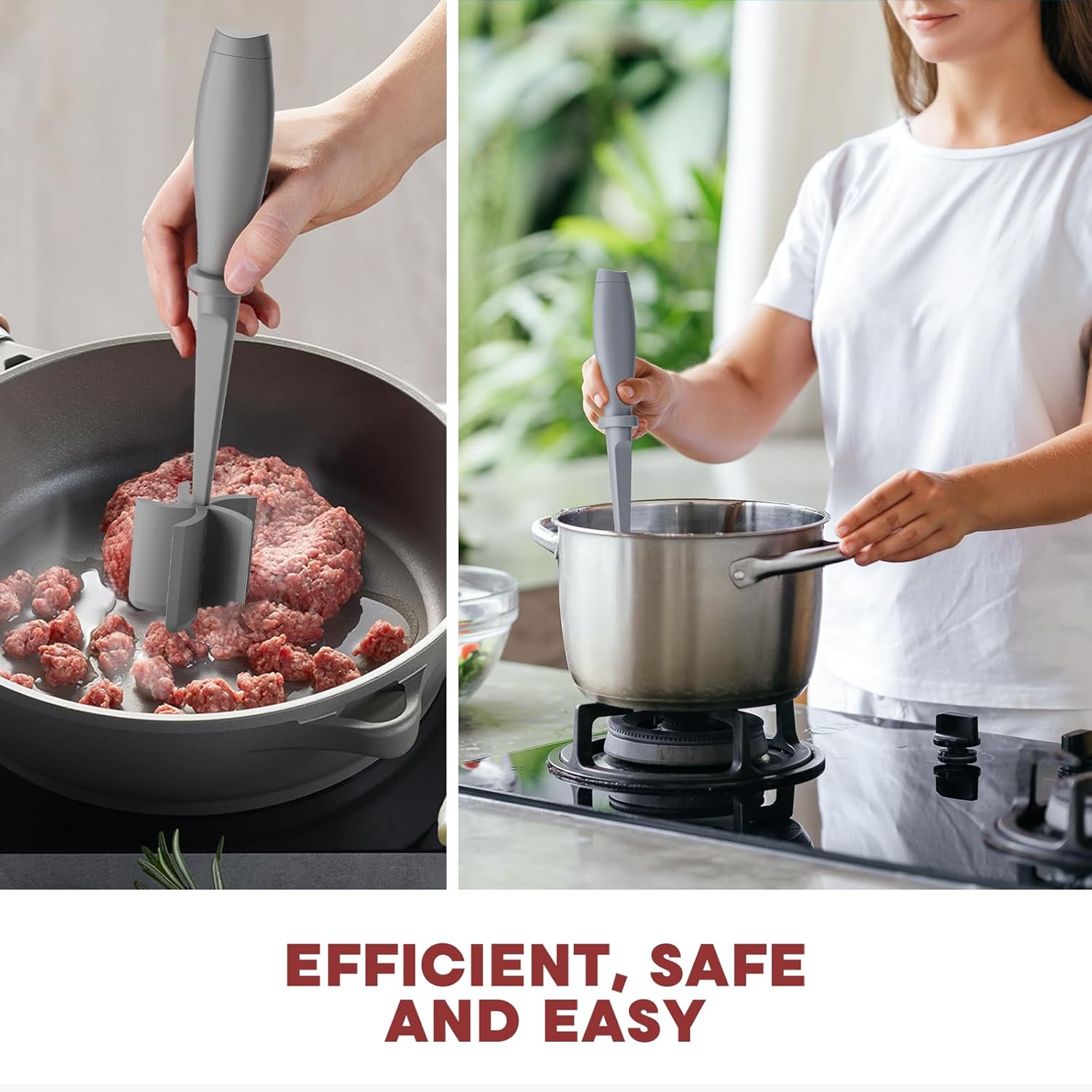 Skiennix Meat Chopper Set - Premium Heat Resistant Hamburger Grinder | 2 Pcs Black & Grey