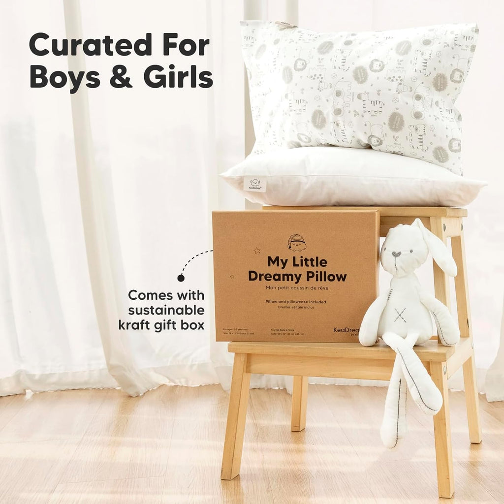 My Little Dreamy Toddler Pillow - Organic Cotton Travel Bed Pillow with Soft, Breathable Pillowcase | 13x18 Inches for Ages 2-5 (Flora Vale)