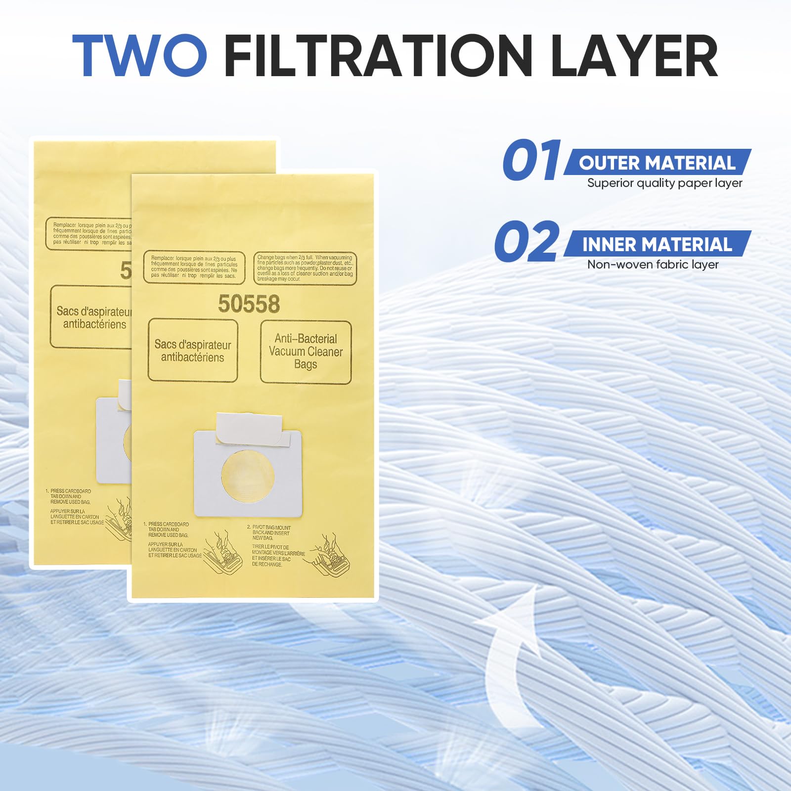 BIHARNT 20 Pack vacuum bags Compatible with Kenmore Canister 5055, 50557,50558 and Type C,C-18, 53292, 200 Series, 400 Series, 600 Series, 700 Series, 800 Series Vacuum
