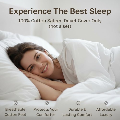 California Design Den Duvet Cover - Award-Winning 400 Thread Count Sateen, 100% Cotton | Queen/Full Size - White
