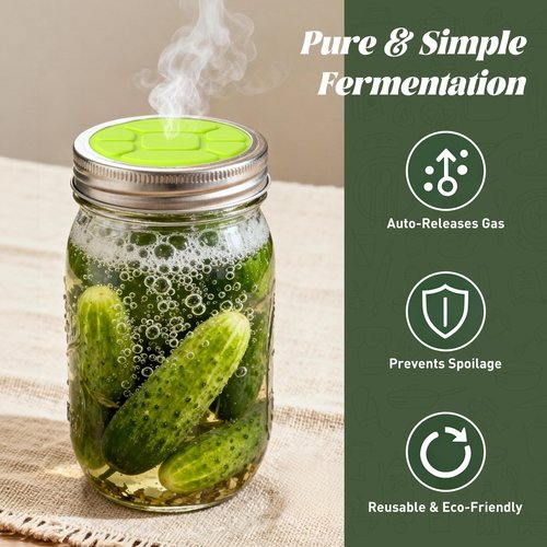 Garden to Jar Fermenting: 3-Pack Wide Mouth Fermentation Lids (86mm) for Ball & Kerr Mason Jars | Self-Burping Airlock Lids for Sauerkraut, Kimchi & Preserving Harvests