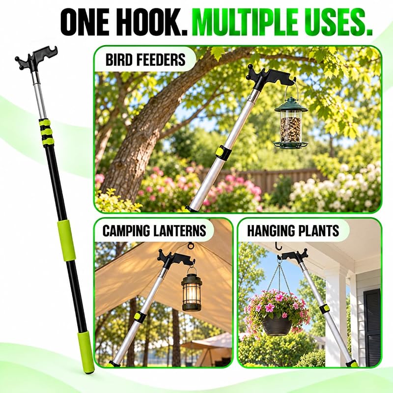 Telescoping Christmas Light Pole with Hook, Duster & Gloves 12 ft