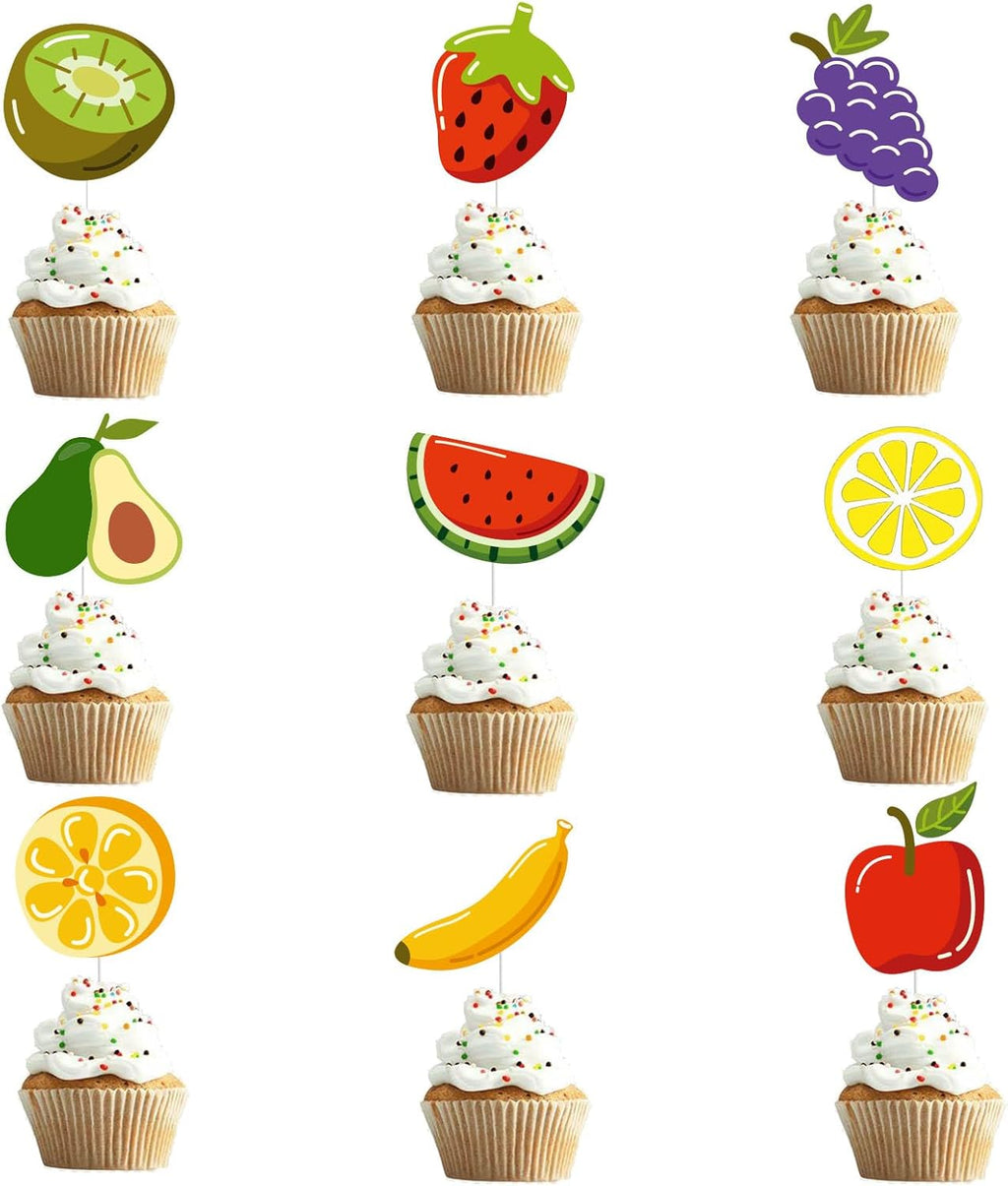 Skiennix 36Pcs Tropical Fruit Cupcake Toppers - Perfect for Birthday & Baby Shower Parties