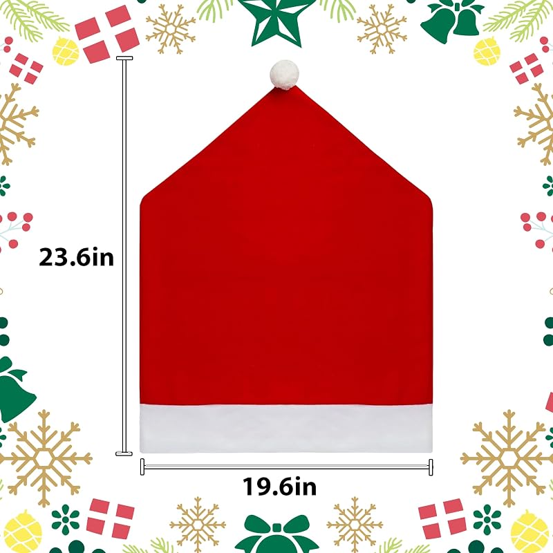 Holiday Christmas Chair Covers Set of 4 with Red Variation - Stretchable Parson Chair Slipcovers