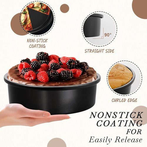 AIVIKI Nonstick 8-Inch Round Cake Pan Set - 3 Carbon Steel Baking Tins with 100 Parchment Papers
