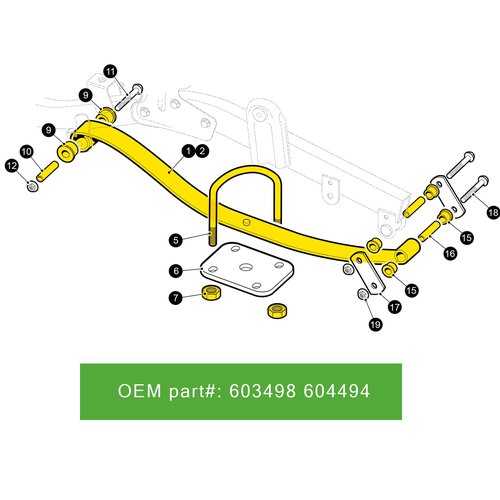 10L0L Heavy Duty Rear Spring Kit for EZGO RXV 2008-up Golf Cart, Dual Action 2 Leaf Spring with Bushings Sleeves U Bolts, OEM# 603498 604494