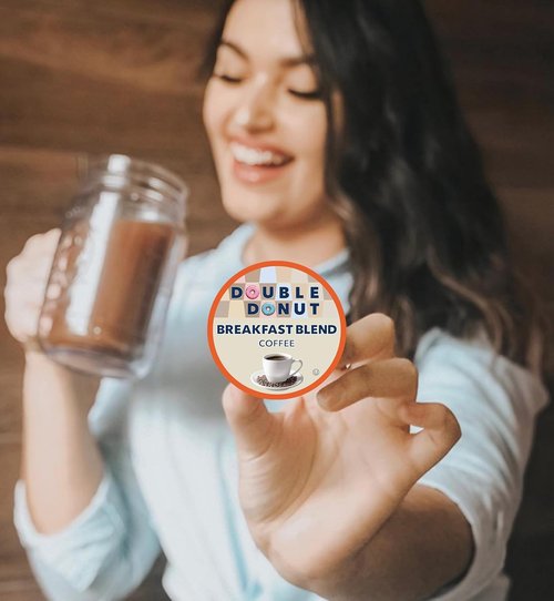 Double Donut Coffee - Breakfast Blend Light Roast Coffee Pods | 80 Recyclable Single-Serve Pods for Keurig