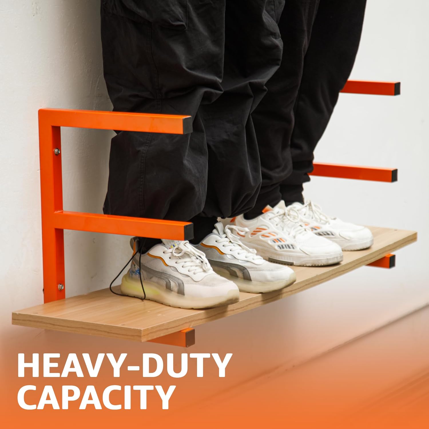 YYR Wood Organizer - Heavy Duty Metal Lumber Storage Rack | 6-Level Wall Mount, Holds Up to 1200 LBS, Orange