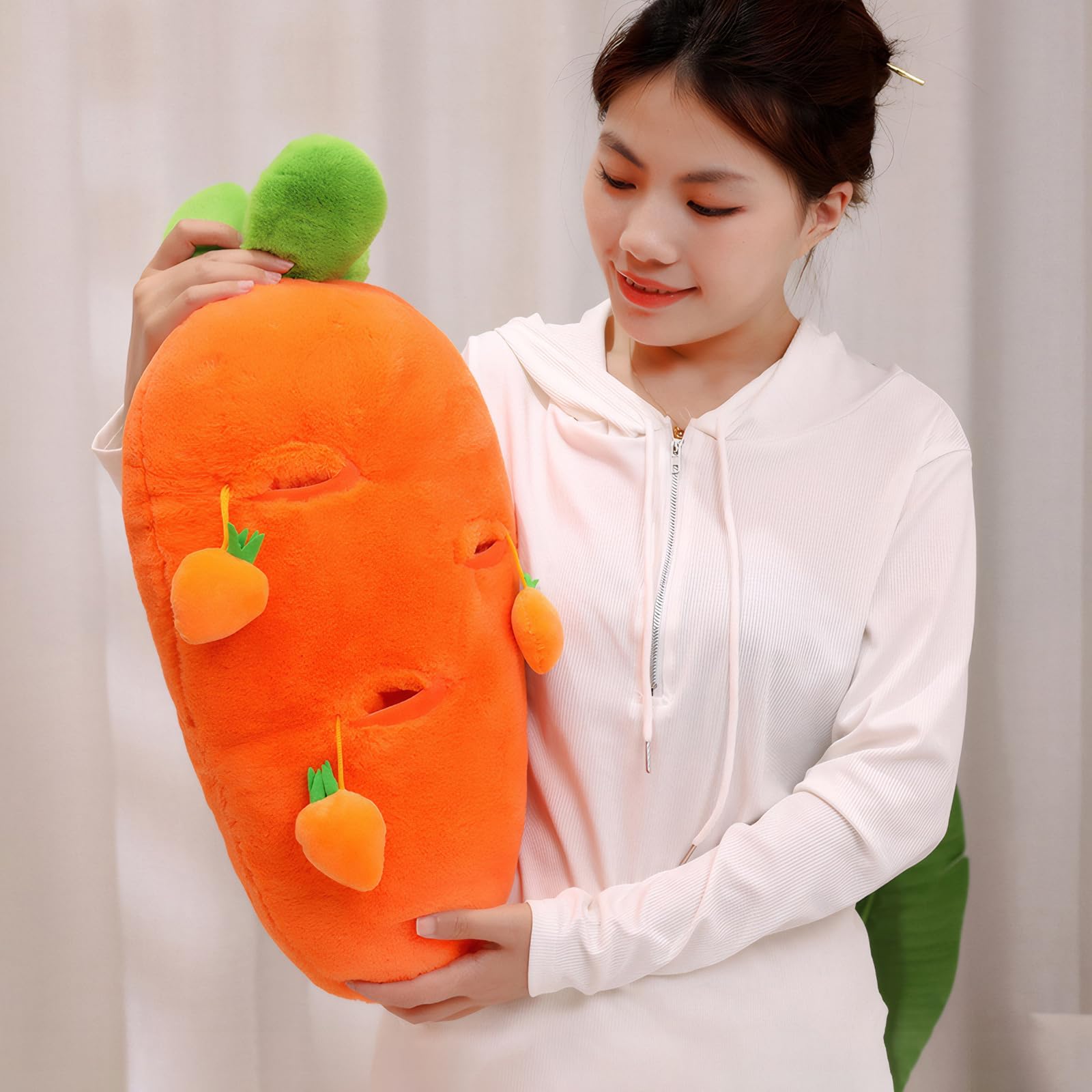MMTTAO Carrot Plush Toy Vegetable Stuffed Animal Pillow Carrot Plushie Toy Stuffed Cute Soft Plushies Collection Fluffy Hugging Plush Pillow Cushion Home Decoration Gift for Kids Girls Boys, 28Inches