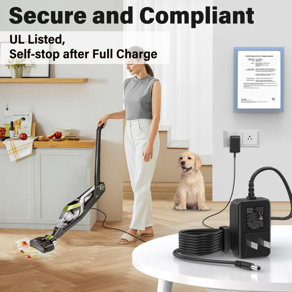 18V Vacuum Charger for Bissell 1782 Pet Hair Eraser Cordless Hand Vacuum 17823 19543, Power Cord AC Adapter for Bissell Bolt 1954 Lithium Pet Lightweight 2-in-1 Upright Vacuum 2133 1608660 1610368