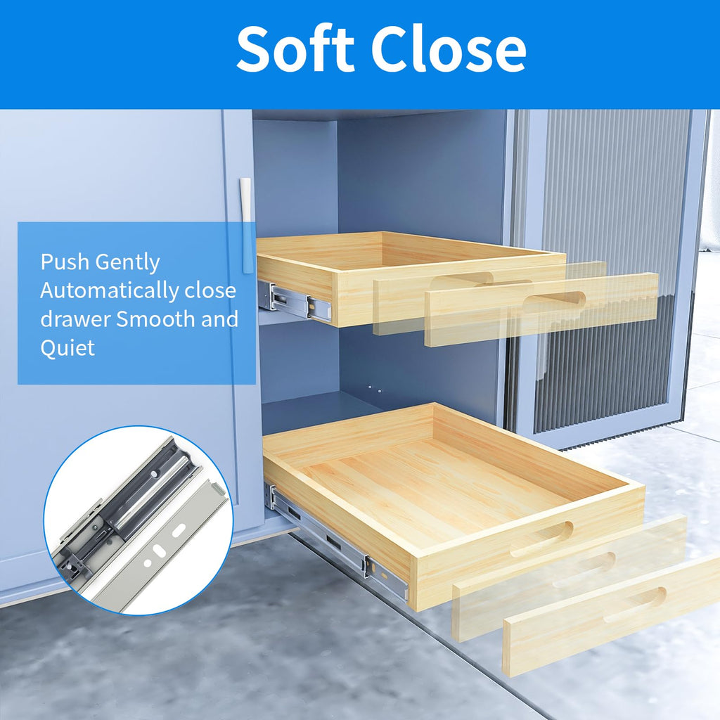 Petpvilit Pull Out Cabinet Organizer for 30.5" Wide or Larger Cabinet, 1PC 29" W x 21" D Soft Close Slide Out Wood Drawer Storage Shelves for Kitchen,Finished, Heavy-Duty, Bottom Assembly