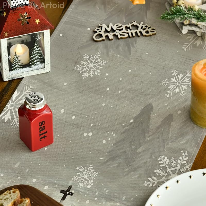 Artoid Mode 13 x 90 Inch Christmas Table Runner - Silver Variation