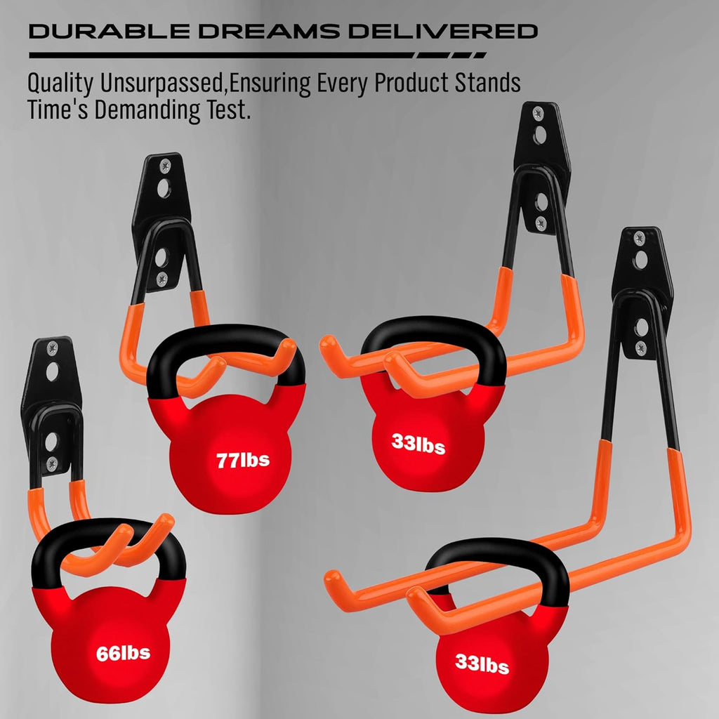 Skiennix Heavy-Duty Garage Tool Storage Wall Hook Set - 15PCS Organizer for Garden Tools, Bikes & Ladders | Orange