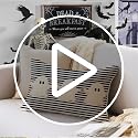 Halloween Ghost Pillow Cover 12x20 - Black Stripe Decor
