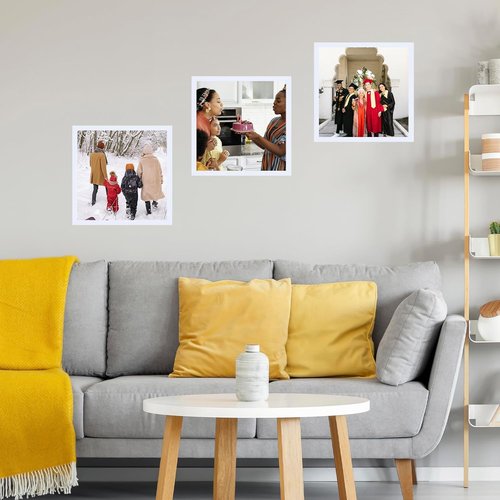 JCJMY 8x8 Picture Frame - White Wall Mount & Tabletop Display | Durable Shatter-Resistant Plexiglass