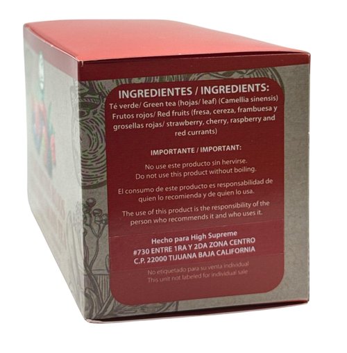 Frutos Rojos Te (Red Fruits Tea) – 100% Natural, Vegan | 25 Tea Bags