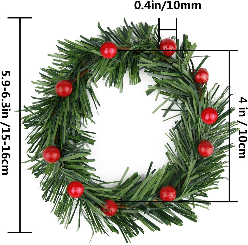 Lystaii Christmas Candle Rings - 10pcs Red Artificial Berry Wreaths for Holiday Table Decor | Large Size