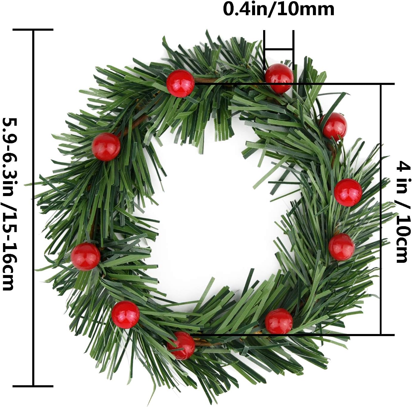 Lystaii Christmas Candle Rings - 10pcs Red Artificial Berry Wreaths for Holiday Table Decor | Large Size