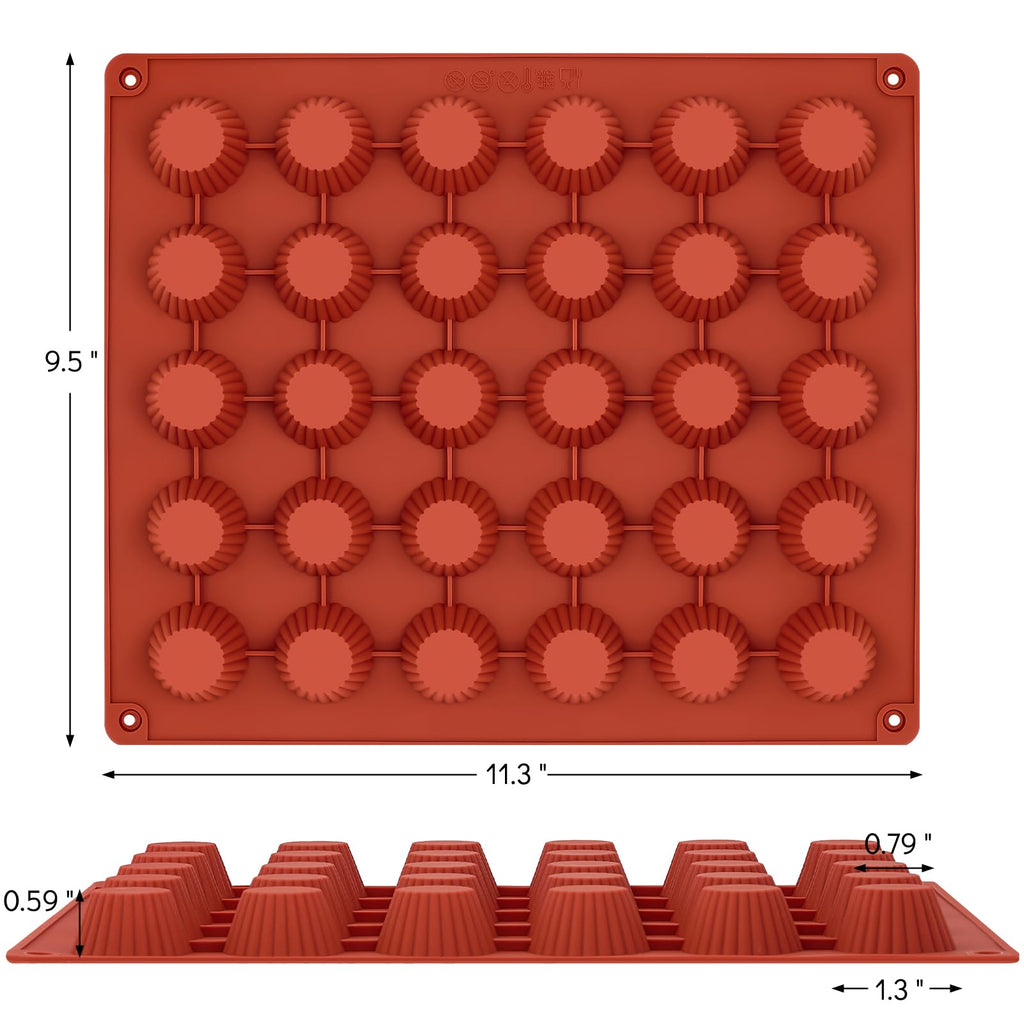 Puyeipt 30 Cups Mini Peanut Butter Cup Mold, Bite Size Silicone Candy Mold for Chocolates, Keto Fat Bomb, Small Truffles