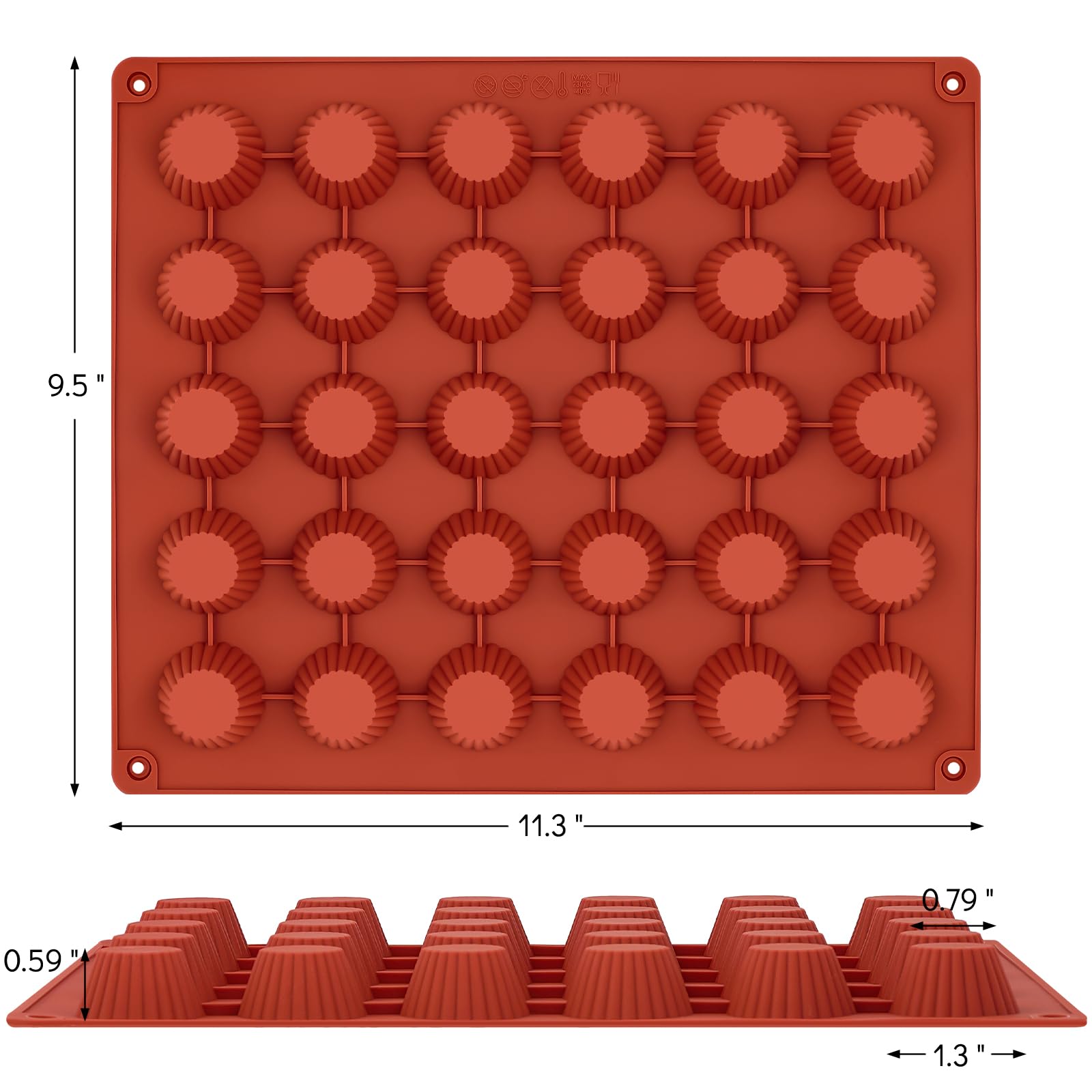 Puyeipt 30 Cups Mini Peanut Butter Cup Mold, Bite Size Silicone Candy Mold for Chocolates, Keto Fat Bomb, Small Truffles