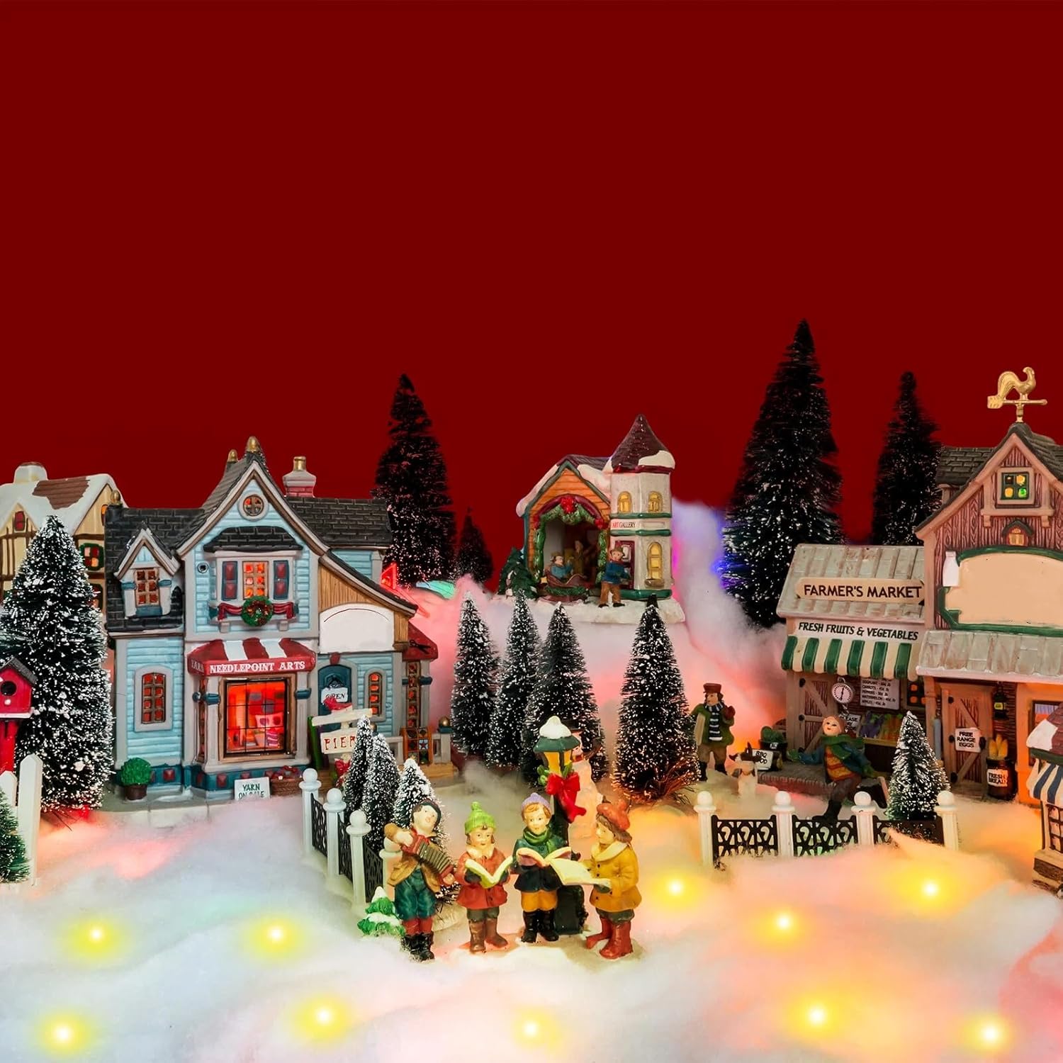 Tudomro Christmas Snow Blanket - Pre-Lit LED Fake Snow Runner for Holiday Village Display | 4 ft x 13 in (Warm White, 2 Pcs)
