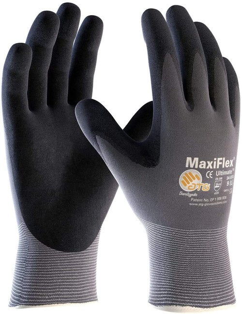 MaxiFlex 34-874 Ultimate Nitrile Grip Work Gloves, Medium, 3 Piece