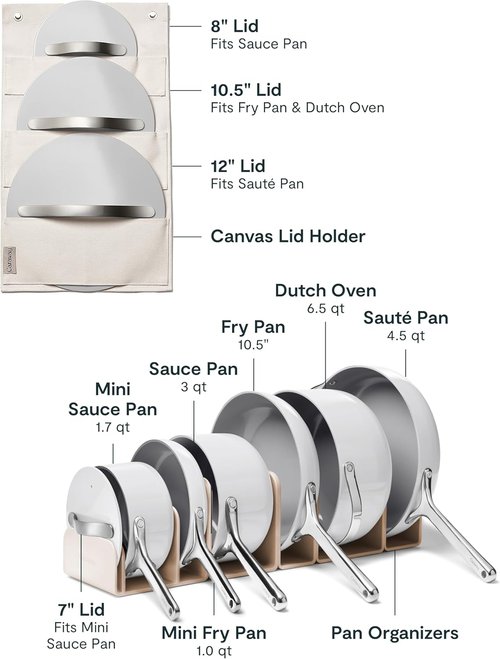 Caraway 31-Piece Ceramic Cookware Set - Versatile Fry Pans, Saucepans, Dutch Oven & More - Gray