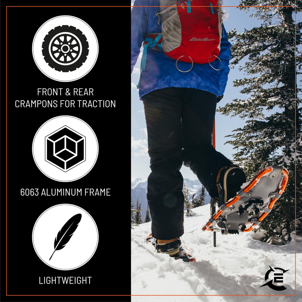 Truger Lightweight Aluminum Frame Snowshoe Trail Kit with Quick-Lock Trekking Poles, Quick Release Bindings & HDPE Trail-Flex Decking, Includes Waterproof Carry Bag, 21", Up to 150 lbs