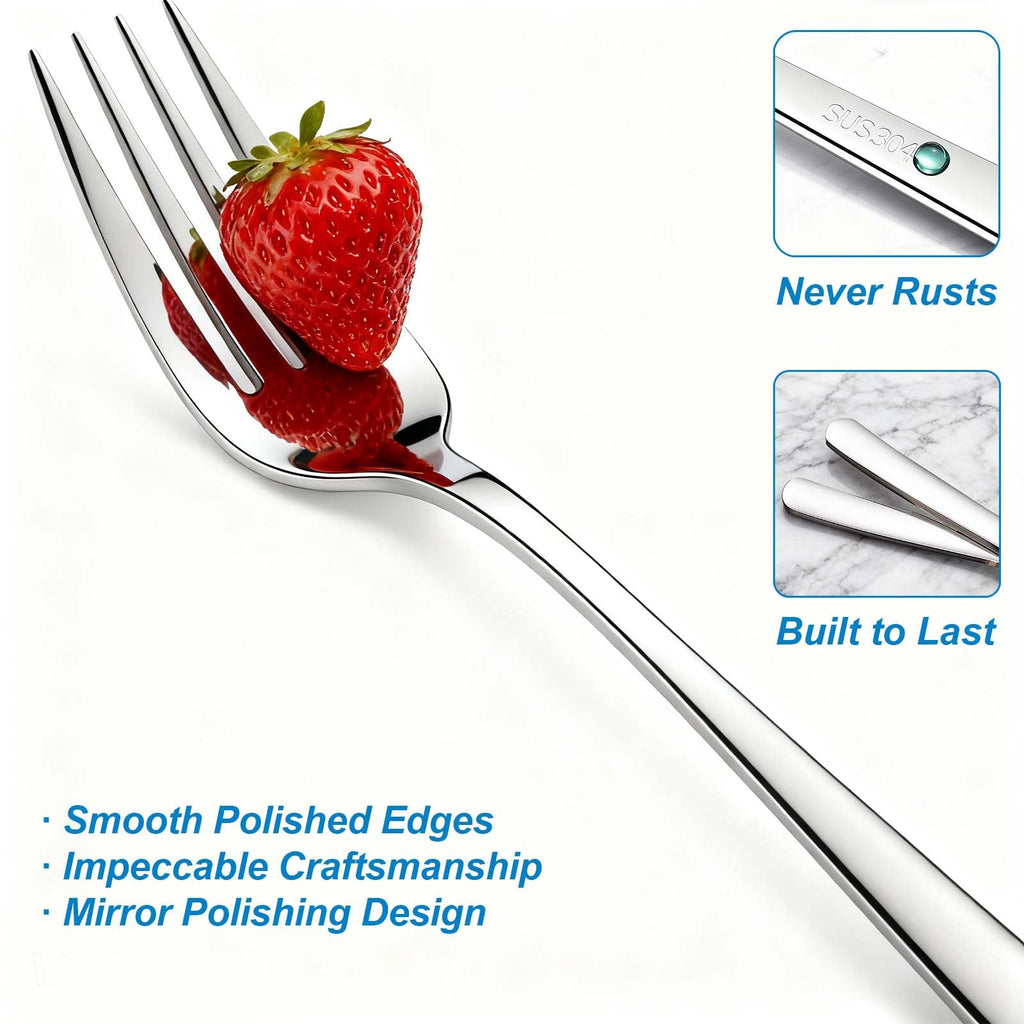 Flying Leaves Dinner Forks, Premium 18/10 Stainless Steel Silverware Forks, 6-Piece Set - Classic & Modern Design Flatware Forks, Dishwasher Safe for Home & Restaurant Use