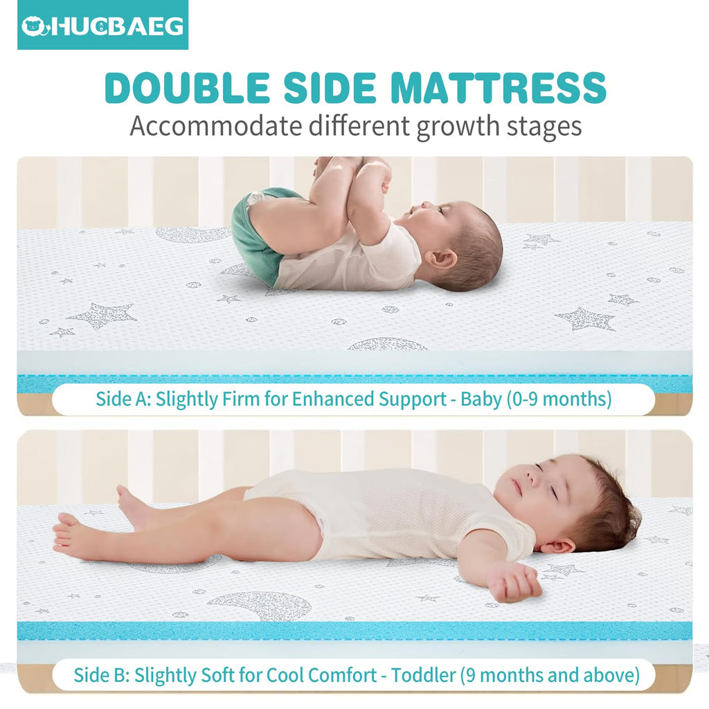 QHUCBAEG Pack and Play Mattress, 38x26 Memory Foam Pack N Play Mattresses Pad with Breathable Removable Cover, High Resilience Dual-Sided Soft & Firm Support Mattress for Pack N Play