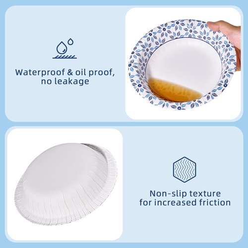 JOLLY CHEF 20 oz Heavy-Duty Paper Bowls - 160 Count Soak-Proof Disposable Dinnerware