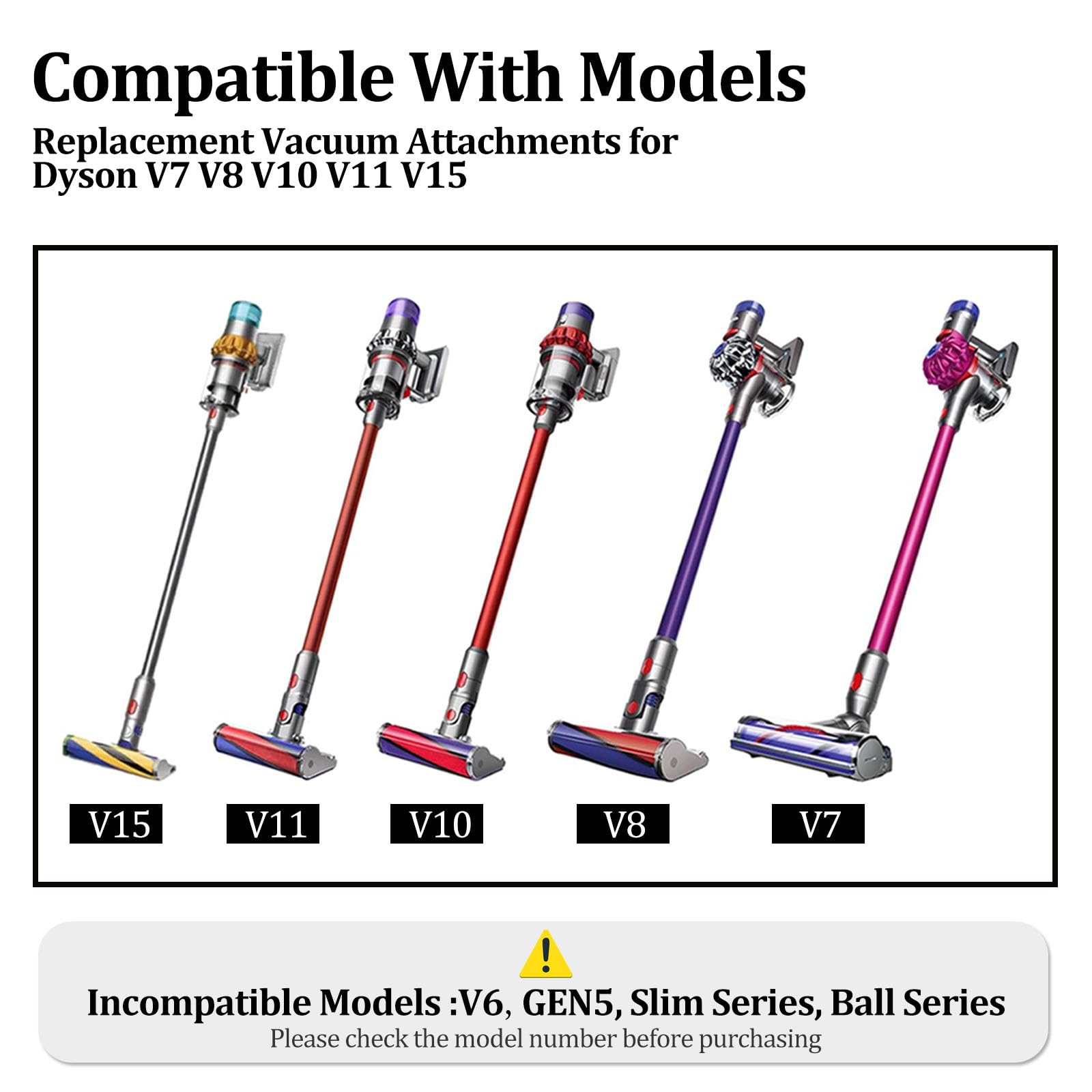 POMBEU for Dyson Vacuum Attachments Parts Kit V8 V11 V15 V12 V10 V7 Gen5 Cordless Replacement Head, Deep Cleaning of Multi-Functional Accessories, Suitable for Various Settings Such as Homes & Cars