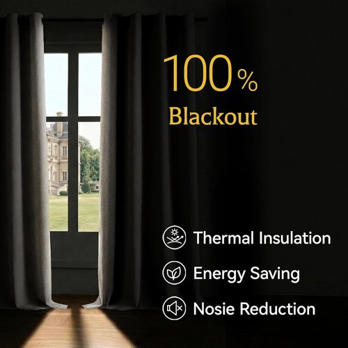 Chenille Blackout Curtains by [Brand Name] - Luxury Thermal Insulated Drapes | 84 Inch Long, Beige, 2 Panels