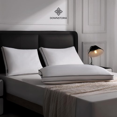 DOWNSTORIA King Size Feather Down Pillows - Luxury Hotel Collection, Soft & Fluffy for Side/Back Sleepers, 20x36 in.