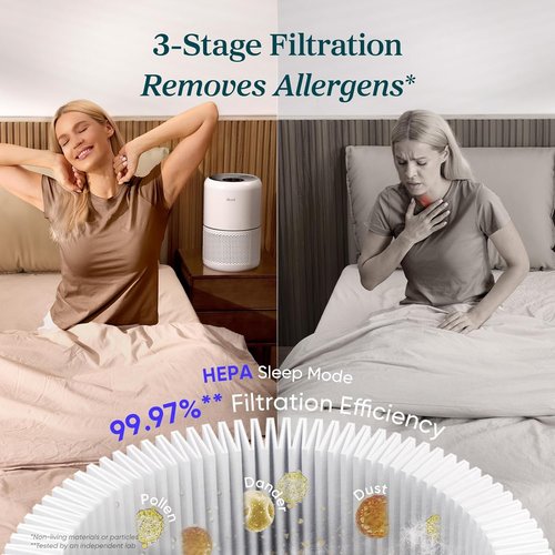 LEVOIT Air Purifier - HEPA Filter for Allergens & Pet Odors - Covers Up to 1,073 ft² - Core300-P, White, 2 Pack