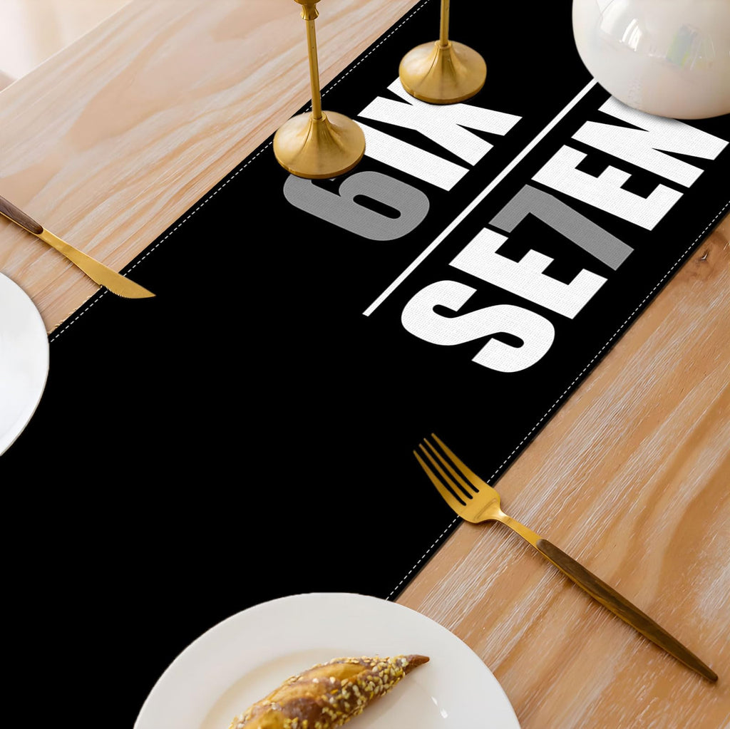 Heyfary Funny 6 7 Birhday Table Runner Six Seven I was 6 Now I‘m 7 Meme Inspirational Brainrot Party Decoration Home Kitchen Table Decor