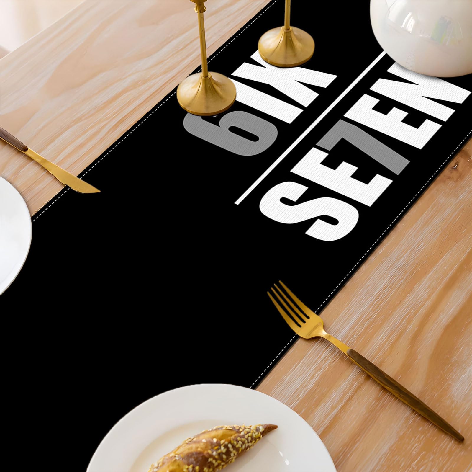 Heyfary Funny 6 7 Birhday Table Runner Six Seven I was 6 Now I‘m 7 Meme Inspirational Brainrot Party Decoration Home Kitchen Table Decor