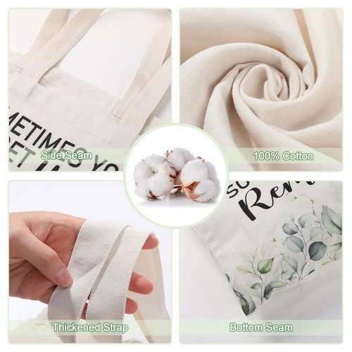 Roowest 60 Pcs Employee Appreciation Gift Totes Bulk Inspirational Canvas Bags Reusable Cotton Bag(Sometimes)