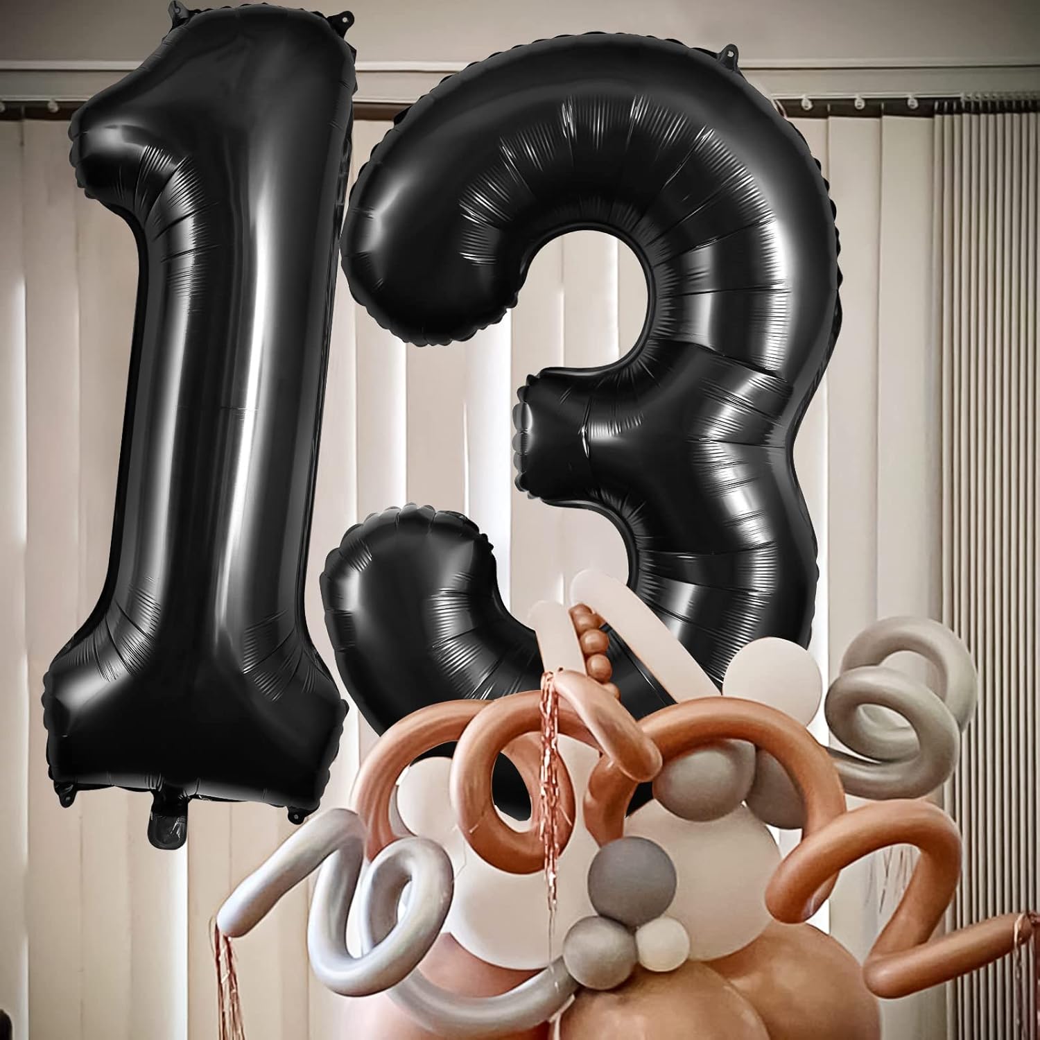 Skiennix 40-Inch Large Foil Balloon Numbers - Black 13 or 31 for Birthday & Anniversary Celebrations