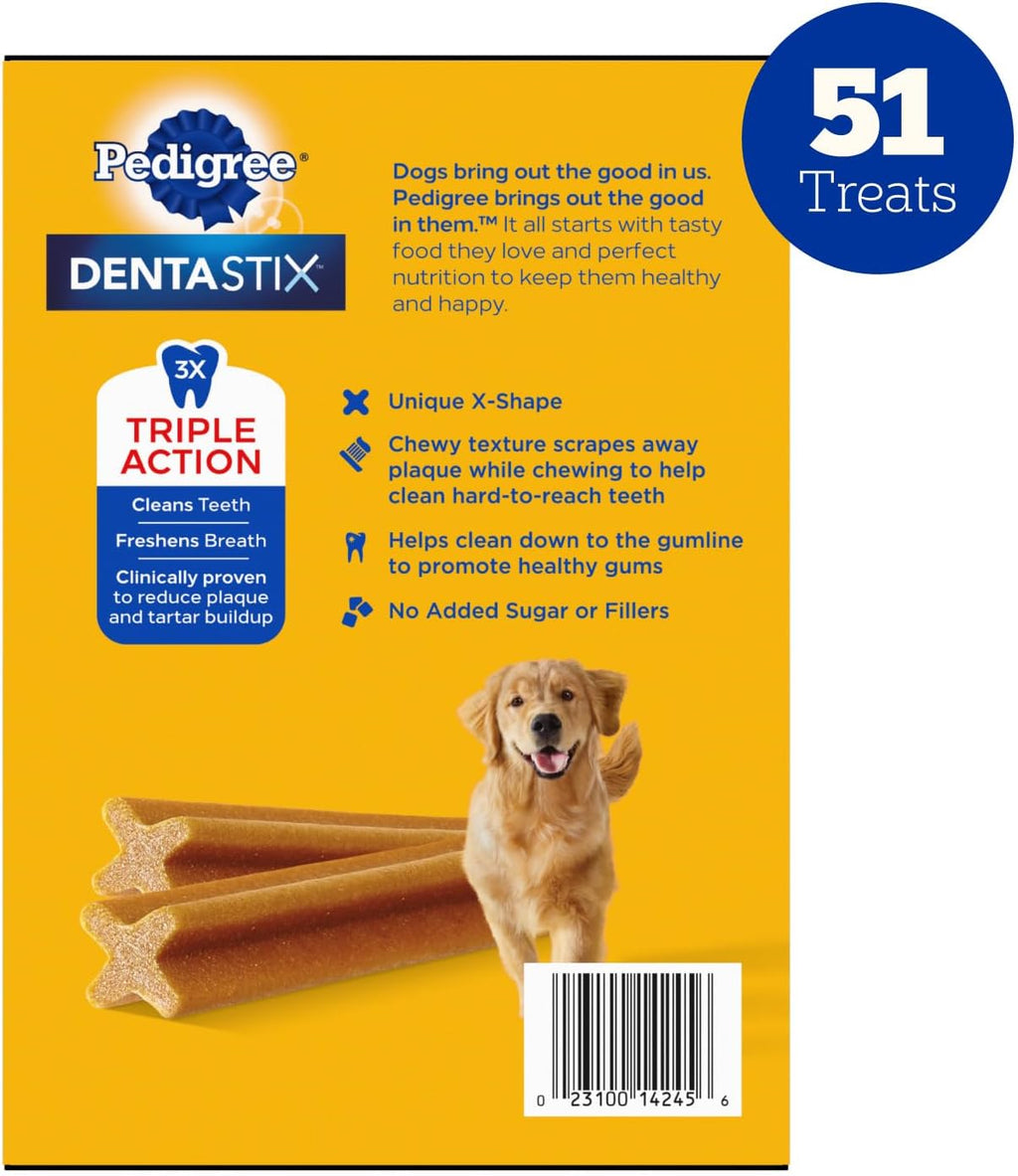 Pedigree Dentastix Large Dog Treats - Original Beef & Fresh Flavor | 2.73 lb Variety Pack (51 Treats)