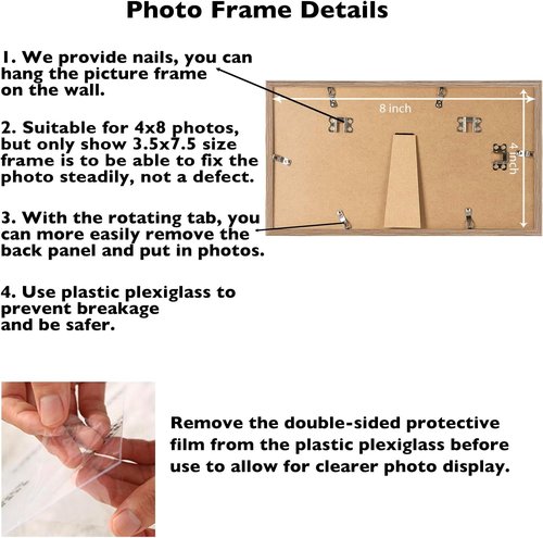 JCJMY 4x8 Picture Frame - Rustic Brown Wall Mounting & Tabletop Display | Shatter Resistant Plexiglass