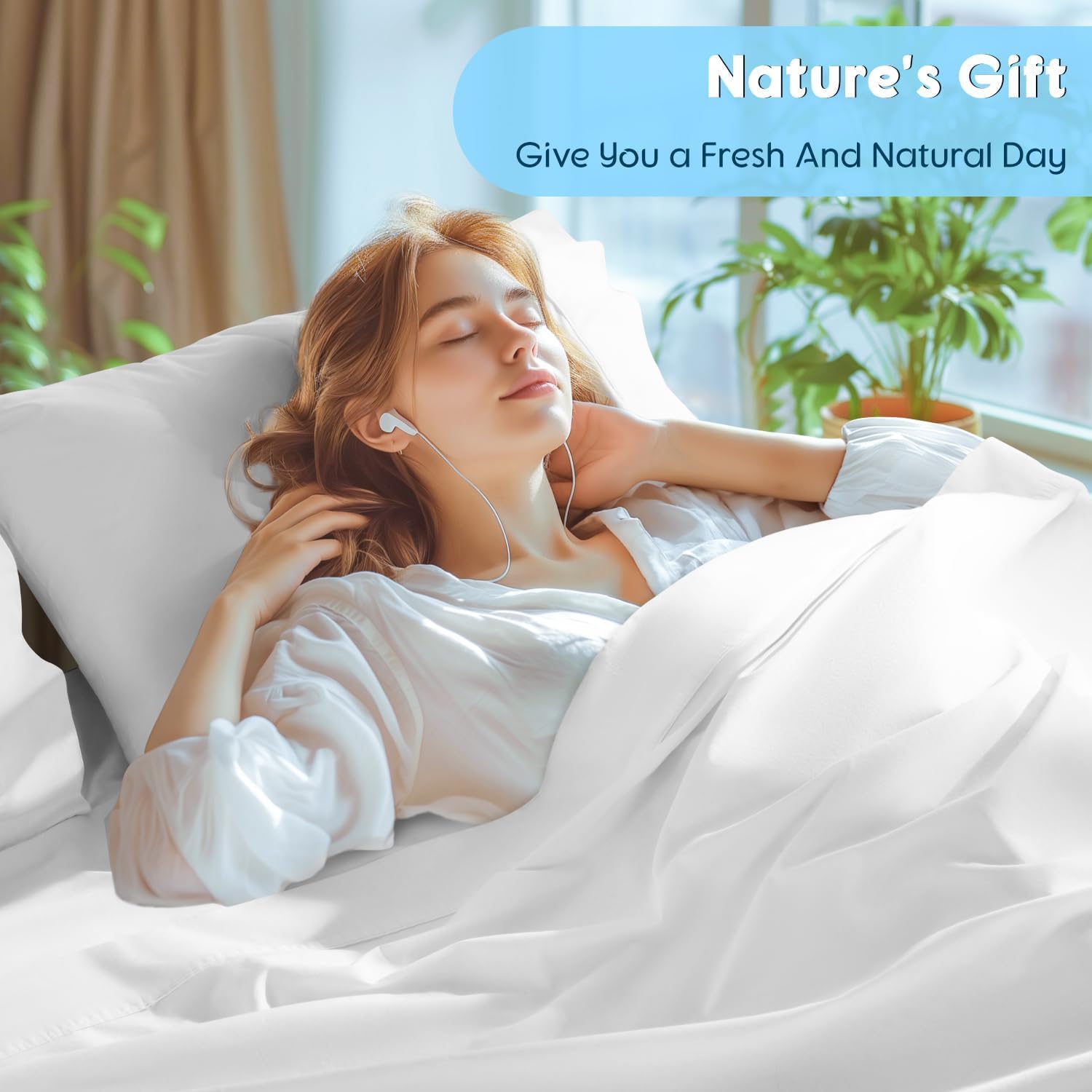 SONORO KATE 100% Egyptian Cotton Sheets Set - Luxury 5-Star Hotel Quality, Soft & Breathable | 4 PC Queen (White)