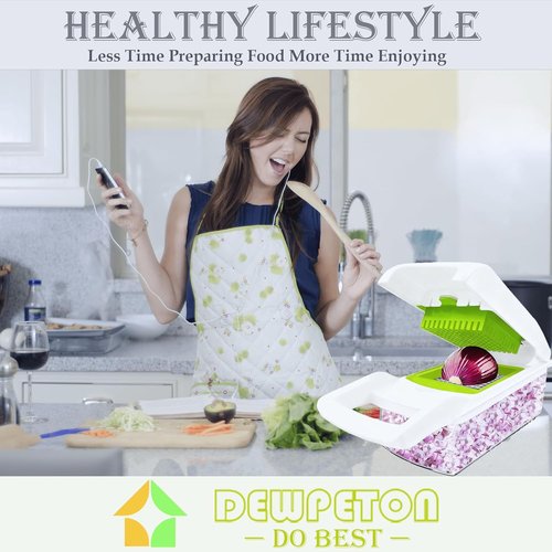 Dewpeton Pro-Series 20-in-1 Vegetable Chopper - Versatile Mandoline Slicer & Spiralizer for Easy Meal Prep