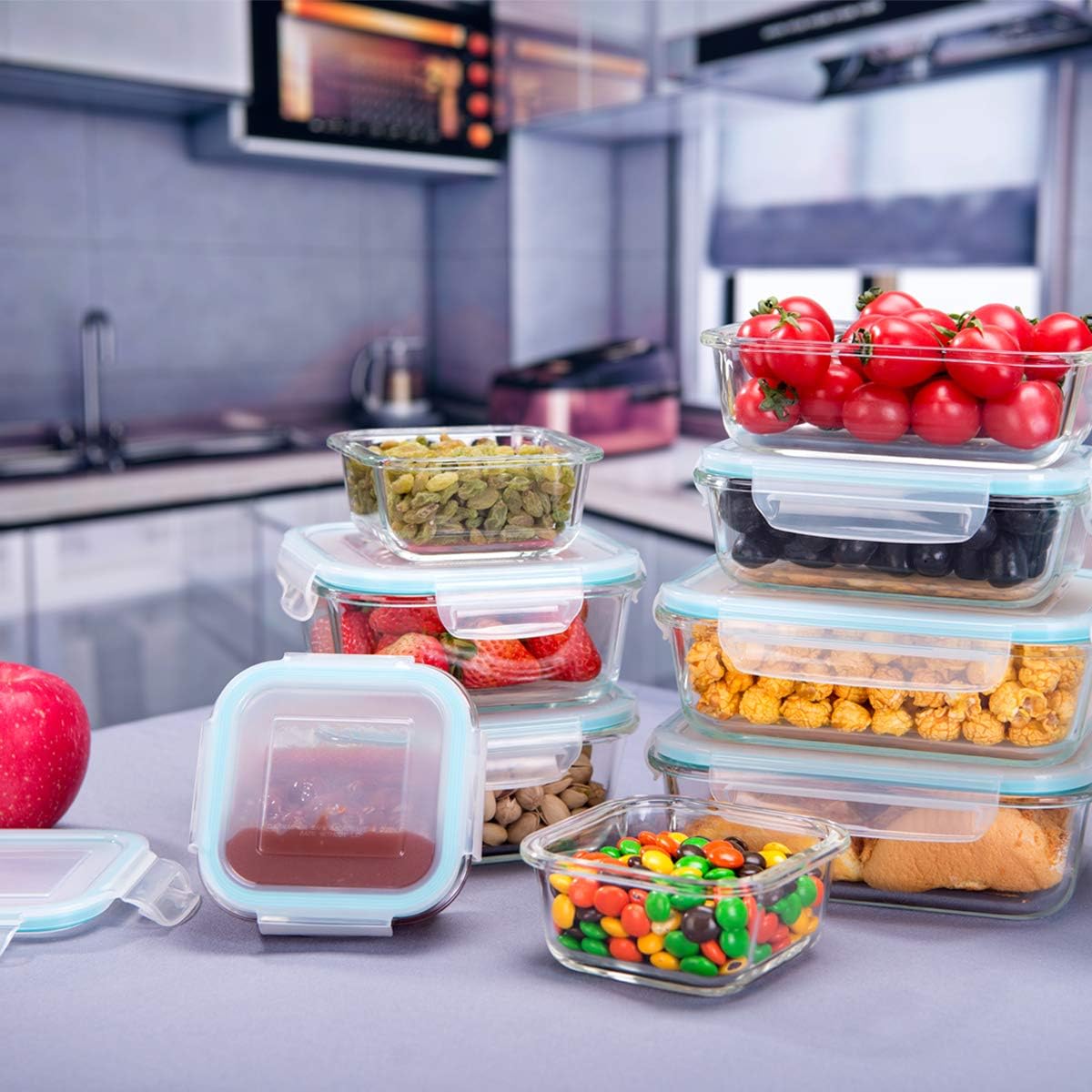 S Salient 18-Piece Glass Food Storage Containers - BPA-Free & Leak-Proof Meal Prep Set | Includes 9 Lids & 9 Containers