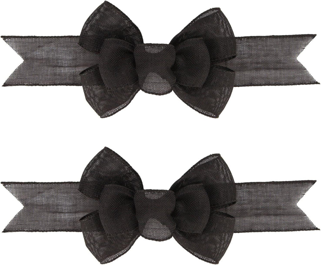 Meseey Black Wired Ribbon - 2 Pcs Handmade Burlap Bows for Wreaths & Gift Wrapping | Outdoor Decor