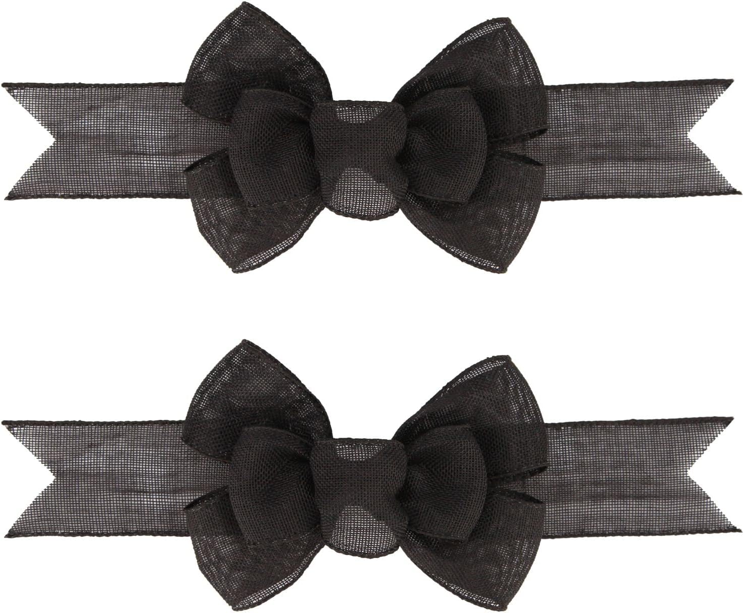 Meseey Black Wired Ribbon - 2 Pcs Handmade Burlap Bows for Wreaths & Gift Wrapping | Outdoor Decor