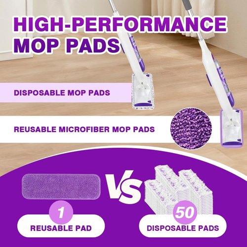 HOMEXCEL Microfiber Mop Pads - Reusable PowerMop Refills for 13"-15" Spray Mop | Machine Washable, Pack of 4