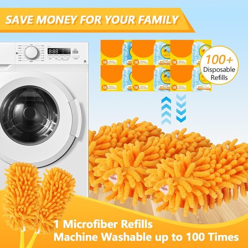 Yicotira Reusable Duster Refill Compatible with Swiffer Duster Kit - Pet Heavy Duty Duster Refills Fit for Swiffer Extended Handle Duster - Microfiber 360 Duster Refills for Dusting Cleaning, 4 Pack