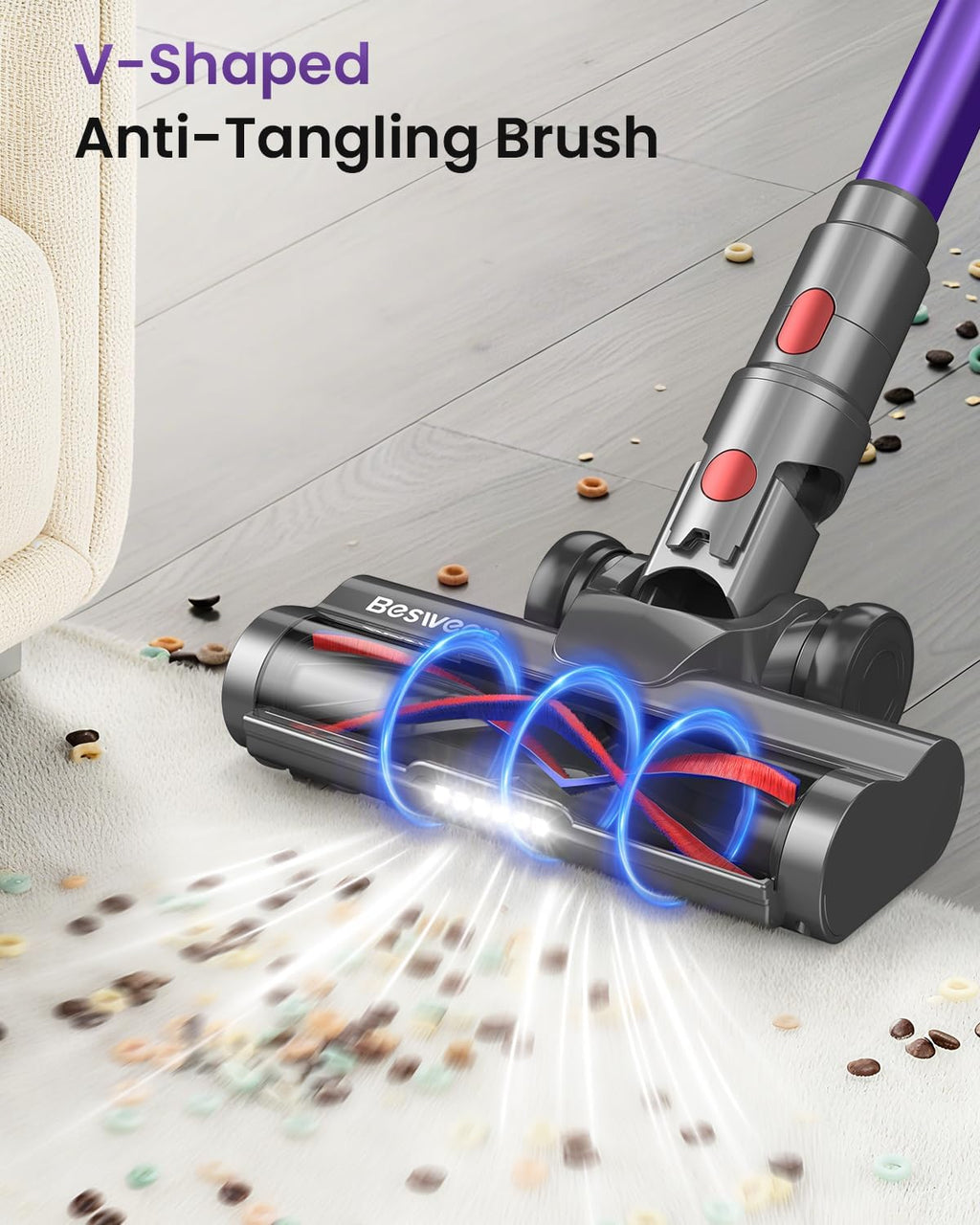 Skiennix Cordless Vacuum Cleaner - 55Kpa Suction Power, 70-Minute Runtime, Self-Standing Design | Ideal for Home & Pet Hair