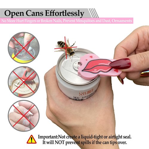 CTabPals Soda Can Tab Opener Mini Soda Can Cover Easy Tab Opener and Drink Protector Cute Beverage Barricade Soda Protector for Beer,Coke,Aluminum Cans at Party,BBQ, Beach(Lips)